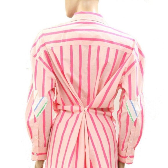 Kerri Rosenthal Lilli Shirt Mini Dress Cotton Poplin Striped L - Picture 9 of 9